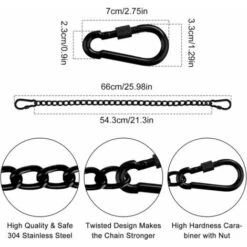 Cadena Con Dos Mosquetones, Cadena De Extensión De 66 Cm Para Sillas De 250 Kg, Cadena De Columpio Para Hamaca Colgante, Cadena De Sacos De Arena Para Interior, Exterior -Mano Mano Ventas 97592290 3