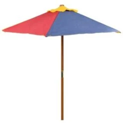 Mesa De Picnic Y Bancos De Niños Y Sombrilla Madera Multicolor VidaXL -Mano Mano Ventas 977755 4