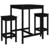 Set De Mesa Y Taburetes Altos Jardín 3 Pzas Madera Pino Negro VidaXL