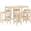 Mesa Y Taburetes Altos Jardín 7 Piezas Madera Maciza De Pino VidaXL