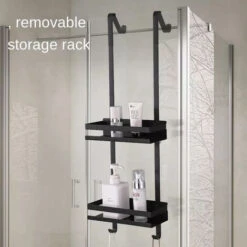 Estante De Ducha De Acero Inoxidable,Estantería Para Colgar,Estante Colgante Para Ducha,estante De Baño 74x25x10.2cm Negro