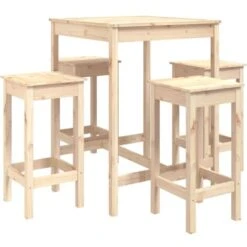 Mesa Y Taburetes Altos Jardín 5 Piezas Madera Maciza De Pino VidaXL