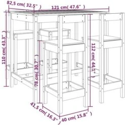 Set De Mesa Y Taburetes Altos Jardín 5 Piezas Madera Pino Gris VidaXL -Mano Mano Ventas 98099088 3