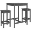 Set De Mesa Y Taburetes Altos Jardín 3 Piezas Madera Pino Gris VidaXL