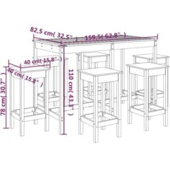 Set De Mesa Y Taburetes Altos Jardín 7 Piezas Madera Pino Gris VidaXL 7 Set De Mesa Y Taburetes Altos Jardín 7 Piezas Madera Pino Gris VidaXL -Mano Mano Ventas 98099324 3