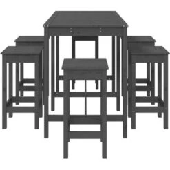 Set De Mesa Y Taburetes Altos Jardín 7 Piezas Madera Pino Gris VidaXL 9 Set De Mesa Y Taburetes Altos Jardín 7 Piezas Madera Pino Gris VidaXL -Mano Mano Ventas 98099324 5