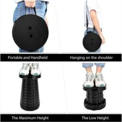 Taburete Telescópico Ligero Pero Más Fuerte Mejorado Taburete Plegable Portátil Taburete Plegable Para Adultos Actividades En Interiores Y Exteriores (negro) 1 Paquete -Mano Mano Ventas 98454248 3