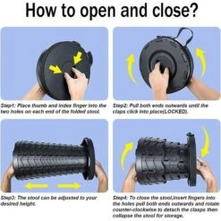 Taburete Telescópico Ligero Pero Más Fuerte Mejorado Taburete Plegable Portátil Taburete Plegable Para Adultos Actividades En Interiores Y Exteriores (negro) 1 Paquete -Mano Mano Ventas 98454248 4