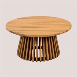 Mesa De Centro Para Jardín Redonda En Madera De Acacia (Ø80 Cm) Mura SKLUM Marrón Acacia