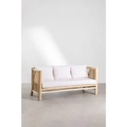 Sofá De 3 Plazas De Jardín En Madera De Teca Narel SKLUM Marrón Madera Natural -Mano Mano Ventas 98482822 4