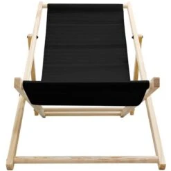 2x Silla De Playa Plegable De Madera Tumbona Negra De Jardín Hamaca Impermeable -Mano Mano Ventas 98528895 3