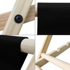 2x Silla De Playa Plegable De Madera Tumbona Negra De Jardín Hamaca Impermeable -Mano Mano Ventas 98528895 5