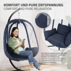 Silla Colgante Navy Columpio Forma De Huevo + Cojín De Apoyo Interior / Exterior -Mano Mano Ventas 98529106 5