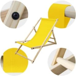 2x Silla De Playa Plegable De Madera Tumbona Amarilla Jardín Hamaca Impermeable -Mano Mano Ventas 98529483 5