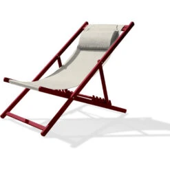Tumbona De Jardín De Lona Plastificada Gris Y De Aluminio Rojo Carmín - CITYGARDEN
