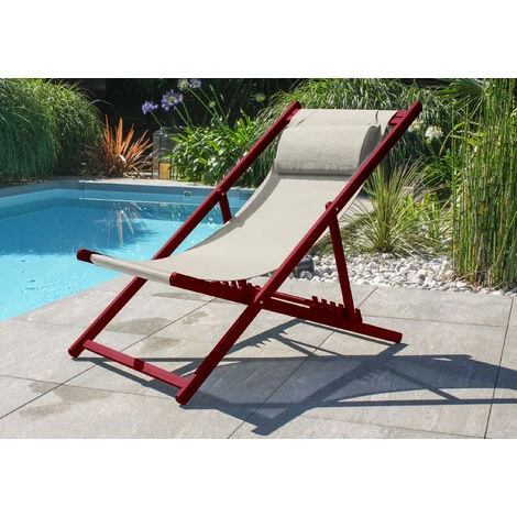 Tumbona De Jardín De Lona Plastificada Gris Y De Aluminio Rojo Carmín - CITYGARDEN 2 Tumbona De Jardín De Lona Plastificada Gris Y De Aluminio Rojo Carmín - CITYGARDEN - Imagen 2