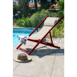 Tumbona De Jardín De Lona Plastificada Gris Y De Aluminio Rojo Carmín - CITYGARDEN 7 Tumbona De Jardín De Lona Plastificada Gris Y De Aluminio Rojo Carmín - CITYGARDEN -Mano Mano Ventas 98743896 3