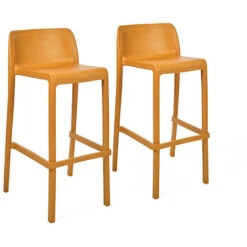 Lote De 2 Taburetes De Jardín Altos De Polipropileno Mostaza - EZPELETA