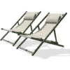 Lote De 2 Tumbonas De Jardín De Lona Gris Y De Aluminio Caqui - CITYGARDEN