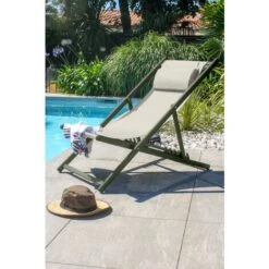 Lote De 2 Tumbonas De Jardín De Lona Gris Y De Aluminio Caqui - CITYGARDEN 7 Lote De 2 Tumbonas De Jardín De Lona Gris Y De Aluminio Caqui - CITYGARDEN -Mano Mano Ventas 98744138 3