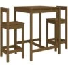 Mesa Y Taburetes Altos De Jardín 3 Pzas Madera Pino Marrón Miel VidaXL