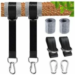 Correas Para Hamacas, 2 Juegos De 2 X 150 Cm Correas Colgantes Resistentes Para Columpios Con Anillo En D Y Cojín Más Grueso, Dos Ganchos De Mosquetón Carga Máxima De 500 Kg Para Hamaca Y Columpio D