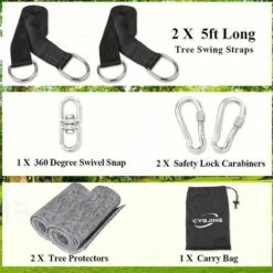 Cinturón De Hamaca De Alta Calidad Para Hamacas Y Columpios De Jardín, Carga Máxima 1000 Kg (negro) -Mano Mano Ventas 99829213 3