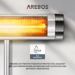 AREBOS Calentador De Infrarrojos 2500 W - Estufa Exterior - Calentador Radiante Para Exterior E Interior - Con Base De Trípode De Altura Ajustable - Plata -Mano Mano Ventas 9984535 3